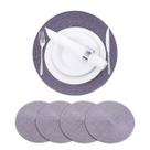 Kit Jogo Americano Redondo Impermeável 38 cm Jantar 4 Peças