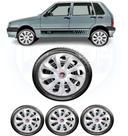 Kit Jogo Calota Esportiva Velox Prata Fiat Uno Aro 13 Kit Jogo Calota Esportiva Velox Prata Fiat Uno Aro 13
