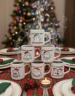 Kit Jogo Canecas 300ml Flork Natal Porcelana Qtde:4