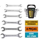 Kit Jogo Chave Fixa Em Aço Carbono 6-17mm Profissional 6 Peças