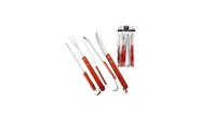 Kit Jogo Churrasco Churrasqueira Grill Inox e Madeira 4 Peças