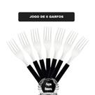 Kit Jogo com 6 Garfos de Mesa em Inox Cabo Preto Linha Restaurante Leme