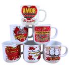 Kit Jogo Conjunto 6 Canecas 200ml Porcelana - Namorados Estampa:Vermelho