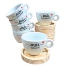 Kit Jogo Conjunto 6 Xícara Mãe Café Chá Cappuccino Porcelana