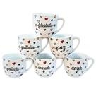 Kit Jogo Conjunto 6 Xícaras de Café e Chá 170ml - Porcelana Branca com Decoração
