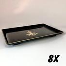 Kit Jogo Conjunto 8 Pratos Prato Raso Kakuzara Médio Comida Japonesa Sushi Preto