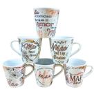 Kit Jogo Conjunto Caneca Tulipa 140ml Mãe 6 pçs - Porcelana Estampa:Mãe rosa c/ pires