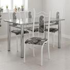 Kit Jogo Conjunto De 4 Cadeiras Cozinha Sala Jantar Aço Branco Metálico Tubular