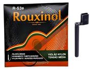 Kit Jogo Corda Nylon Violão T Média Rouxinol R53B + Manivela