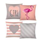 Kit Jogo De 04 Capas De Almofadas Decorativa Flamingo Kit Jogo De 04 Capas De Almofadas Decorativa Flamingo