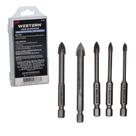 Kit Jogo de 5 Brocas Indestrutíveis Universal Para Vidro, Porcelanato, Concreto, Aço Western