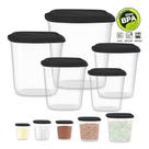 Kit Jogo de 5 Potes Quadrado Preto Arroz, Feijão, Açúcar, Café e Farinha atóxico livre BPA - UninJet