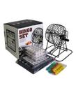 Kit Jogo de Bingo Completo com Roleta em Metal 18 Cartelas