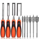 Kit Jogo De Brocas Chata E Formão Para Madeira Entalhar Esculpir Artesanato Profissional