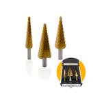 Kit Jogo de Brocas Escalonadas 4-12 Mm 6-30 Mm 4-20 Mm Em Aço Rápido Revestida de Titânio Com Haste Triangular Para Chapa de Metal Ctpohr
