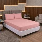 Kit Jogo de Cama Box Queen 400 Fios Lençol com Elástico e Fronha 3 Peças Macio e Aveludado