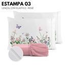 Kit Jogo de Cama Lençol Micropercal 400 FIOS Compose Fronha Estampa Floral Ponto Palito