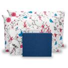 Kit Jogo De Cama Lençol Queen 180 Fios c/ Elástico em Volta Percal Estampado