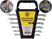Kit Jogo de Chave Combinada Aço Carbono Boca e Estrela 6 Peças 6mm a 11mm Com Suporte Plástico Hutz