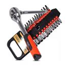 Kit Jogo De Chaves Catraca Reversível 28 Pçs Ponteiras Soquete Bits