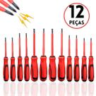 Kit Jogo De Chaves Fenda E Philips Isolada Imantada 12 Peças Eletricista Profissional