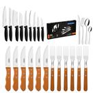 KIT - Jogo De Churrasco Inox 12 Peças + 1 Conjunto Facas 9pç + 1 Faqueiro Inox 24pç - Tramontina