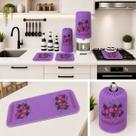 Kit Jogo de Cozinha 7 Peças Estampado Oxford Capa Liquidificador Botijão Panos de Copa Cor:Roxo