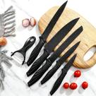 Kit Jogo De Facas Churrasco Cozinha Aço Inox 6 Peças Pão, Chef, Legumes, Trincha, Geral Descascador