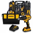 Kit Jogo De Ferramentas 129 Peças Com Maleta e Furadeira Parafusadeira Impacto 20v Brushless Dcd778 Dewalt