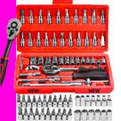 Kit Jogo De Ferramentas Chave Catraca 46 Peças Com Maleta