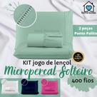Kit Jogo de Lençol Micropercal 400 fios Ponto Palito 2 Peças - Solteiro