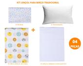Kit jogo de lençol p/ berço tradicional+travesseiro - bebê