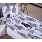 kit jogo de lençol solteiro com elástico 2 peças Estampas::Gato Preto e Branco kit jogo de lençol solteiro com elástico 2 peças Estampas::Gato Preto e Branco