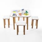 Kit Jogo de Mesinha Infantil Com 4 Banquinhos Educativa Madeira Kit Jogo de Mesinha Infantil Com 4 Banquinhos Educativa Madeira