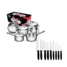 KIT - Jogo de Panelas Solar 6pçs inox + Jogo de facas Plenus 9pçs - Tramontina KIT - Jogo de Panelas Solar 6pçs inox + Jogo de facas Plenus 9pçs - Tramontina