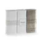 Kit Jogo De Pano de Prato Copa Karsten 3 Peças Cuisine 100% Algodão Felpudo Barra Jacquard Cor:Branco Branco Lunar