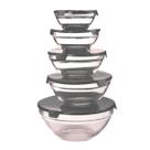 Kit Jogo De Potes 5 Tigelas Bowl Redondos Conjunto De Vidro