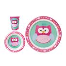 Kit Jogo de Prato Infantil Bebê para Refeição 3 Peças Cor:Coruja