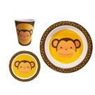 Kit Jogo de Prato Infantil Bebê para Refeição 3 Peças Cor:Macaco Kit Jogo de Prato Infantil Bebê para Refeição 3 Peças Cor:Macaco