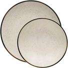 Kit Jogo de Pratos Unni Brisa 20 Peças Raso e Fundo Porcelana Branco