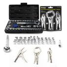 Kit Jogo de Soquete 40 Peças Jogo Mini Alicate de Pressão 3 Peças Titanium Platina