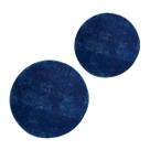 Kit Jogo de Tapetes 2 Unidades Redondo Felpudo Base Antiderrapante Cor Azul Tamanho 1m e 1.5m Versátil Pelo Baixo Confortável Decoração Sala Quarto