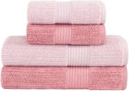 Kit Jogo de Toalhas Buddemeyer 4 Peças Banho e Rosto Fio Penteado Canelado 100 Algodão Ultrasoft Rosa Kit Jogo de Toalhas Buddemeyer 4 Peças Banho e Rosto Fio Penteado Canelado 100 Algodão Ultrasoft Rosa