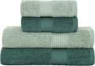 Kit Jogo de Toalhas Buddemeyer 4 Peças Banho e Rosto Fio Penteado Canelado 100 Algodão Ultrasoft Verde