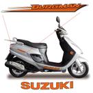 Kit Jogo Emblema Adesivo Suzuki Burgman 2005 A 2009 Laranja
