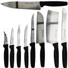 Kit Jogo Facas Lâminas Aço Inox Carne Legumes Frutas 9 Peças - Palisad