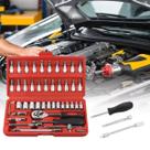 Kit Jogo Ferramentas 46 Peças Aço Chave 1/4 Catraca Soquete Maleta Profissional Chave Torque Kit Manutenção