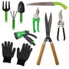 Kit Jogo Jardinagem Jardim Pá Tesoura Poda Luva 9 Peças Profissional Tesoura Grama Poda Pa Garfo Serrote Poda