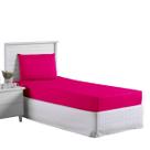 Kit Jogo Lençol Roupa Cama Box Solteiro 2 Pçs Fronha Elastico Quarto Criança Infantil Menina Simples Pink