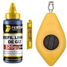 Kit Jogo Marcação Linha Giz 15m Azul Pedreiro Gesseiro Com Nível Fertak Kit Jogo Marcação Linha Giz 15m Azul Pedreiro Gesseiro Com Nível Fertak